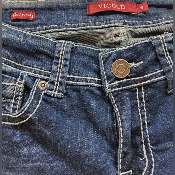 Vigold Low Rise Rhinestone Skinny Jeans - Picture 7 of 9